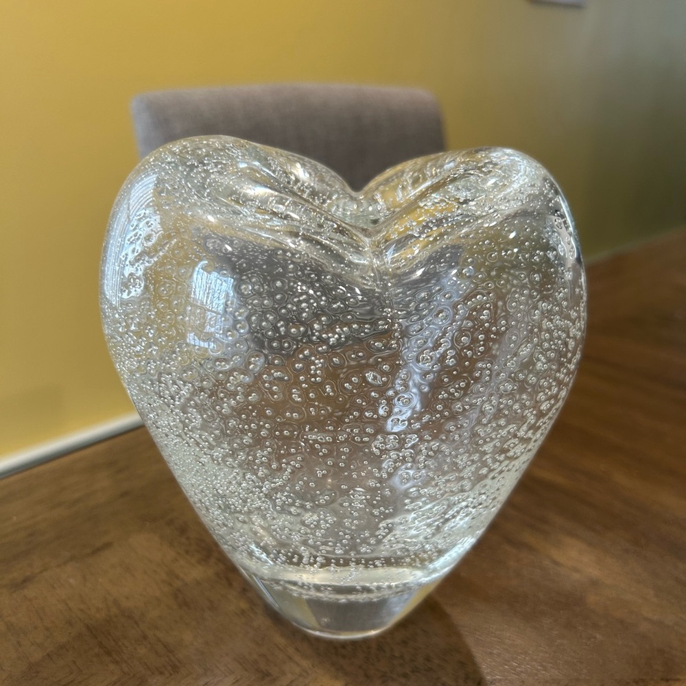 Clear Glass Heart Paperweight